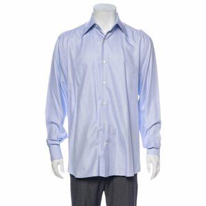 Valentino Blue Cotton Button Up Dress Solid Shirt